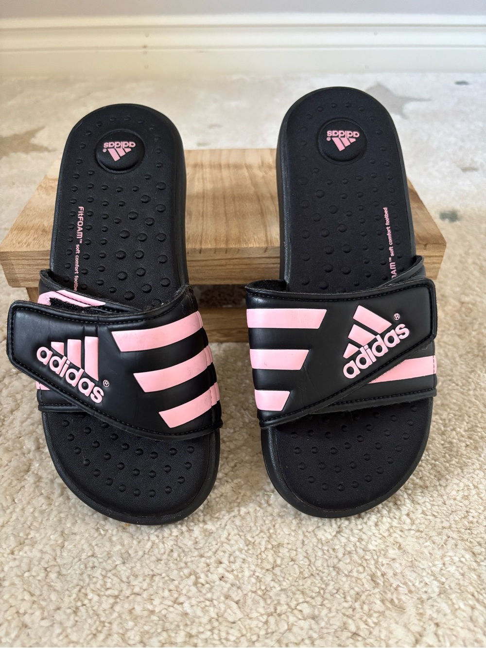 adidas FitFOAM Superstar 3G Slide Sandals Black Pink Women’s 6 / Youth 5 NWOB